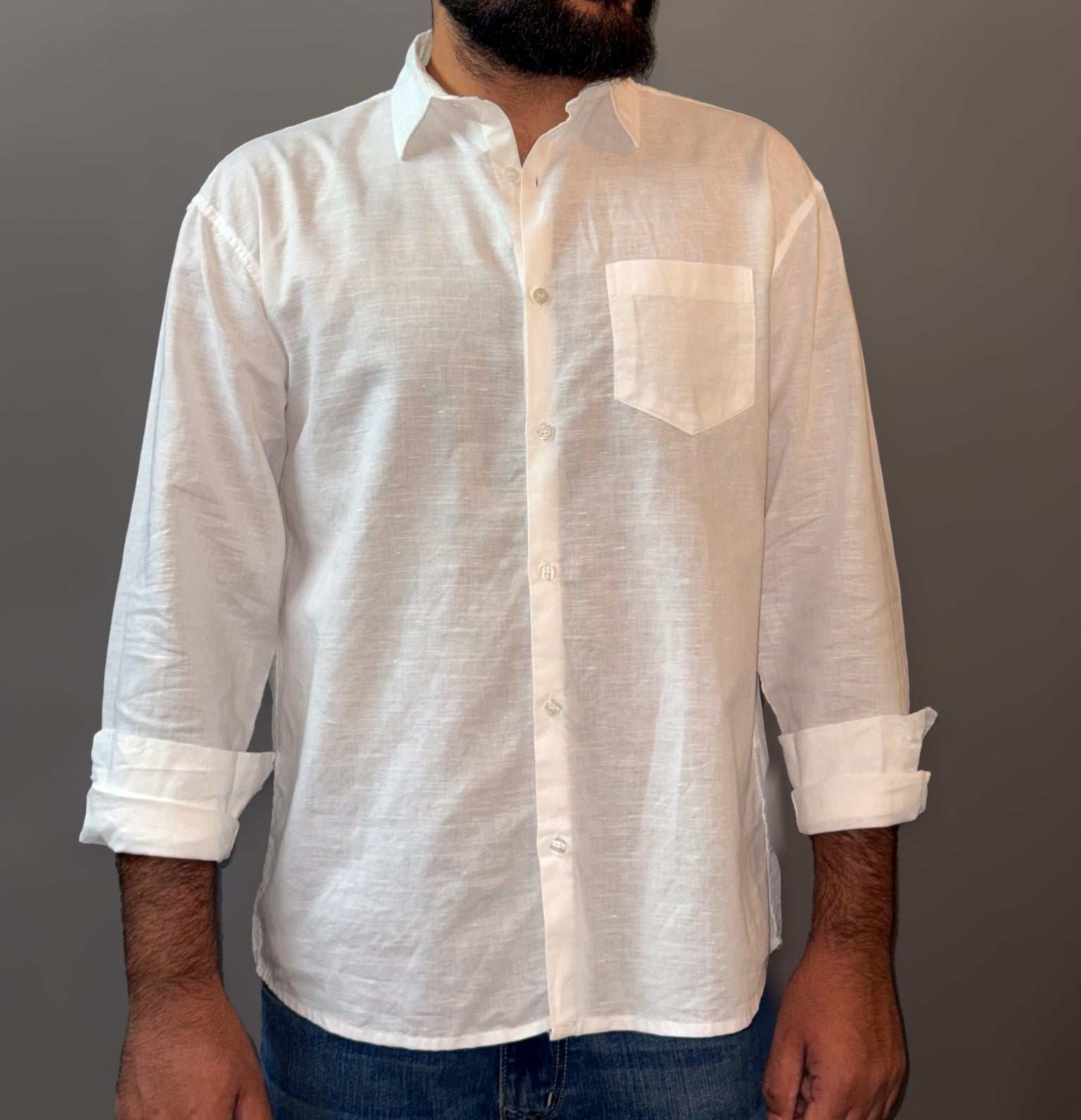 Linen blend shirt - White