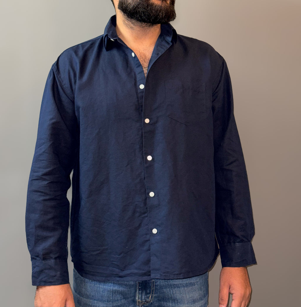 Linen blend shirt - Navy