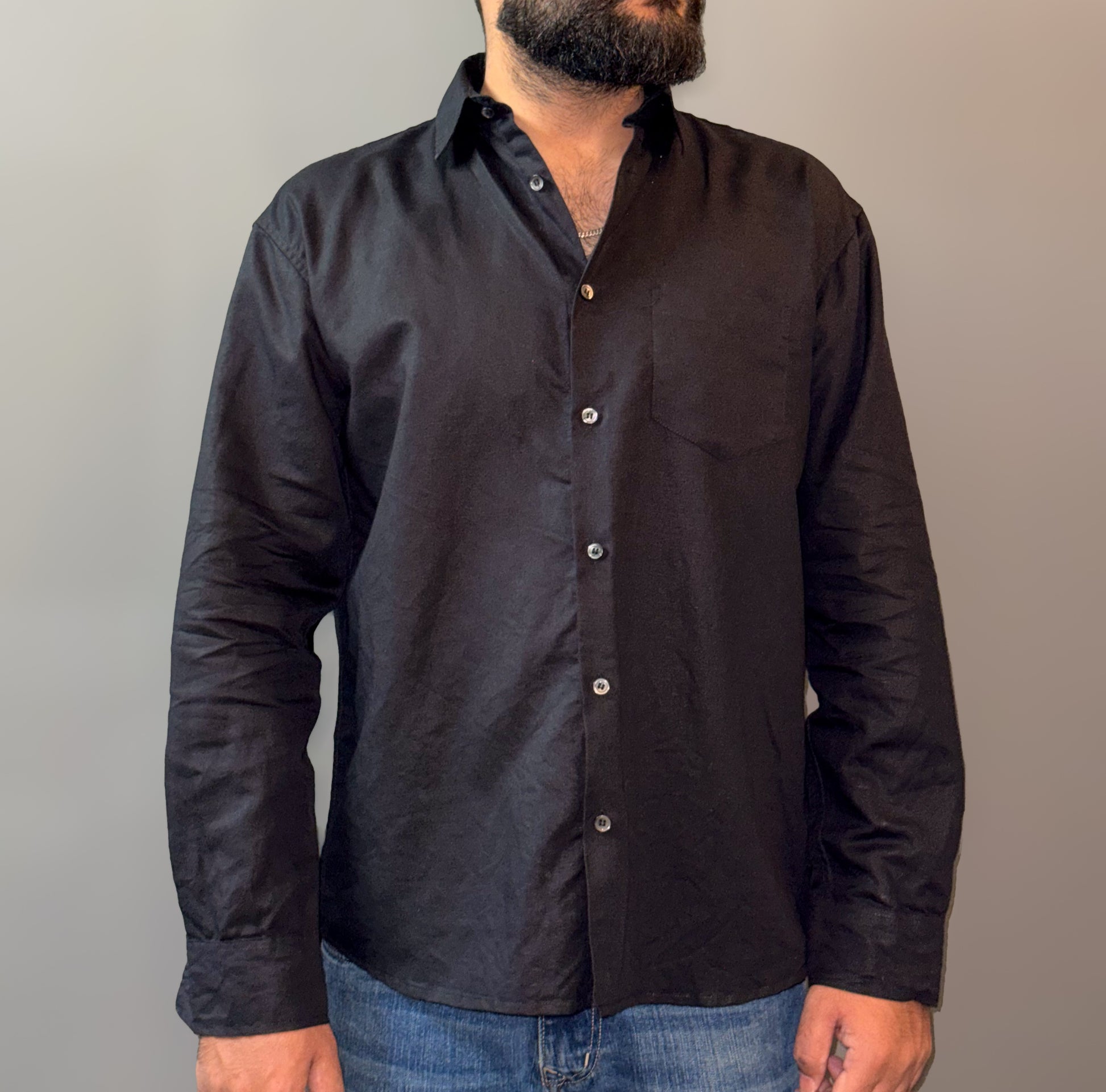Linen blend shirt - Black